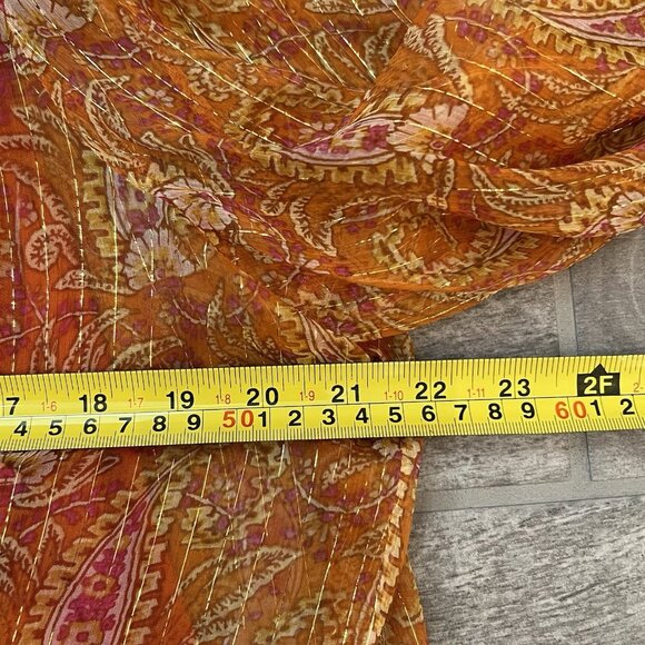 Pablo French Designer Silk Blend Blouse Size 40 US 8 Orange Floral Sheer Boho - Picture 4 of 7